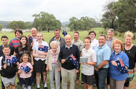 A group of Australia Day award winners with Mayor, Richard Higgins, at Lillydale Lake.