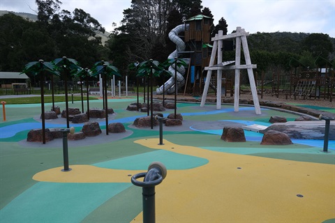 Play equipment at the Warburton Water World, opening in late 2020.