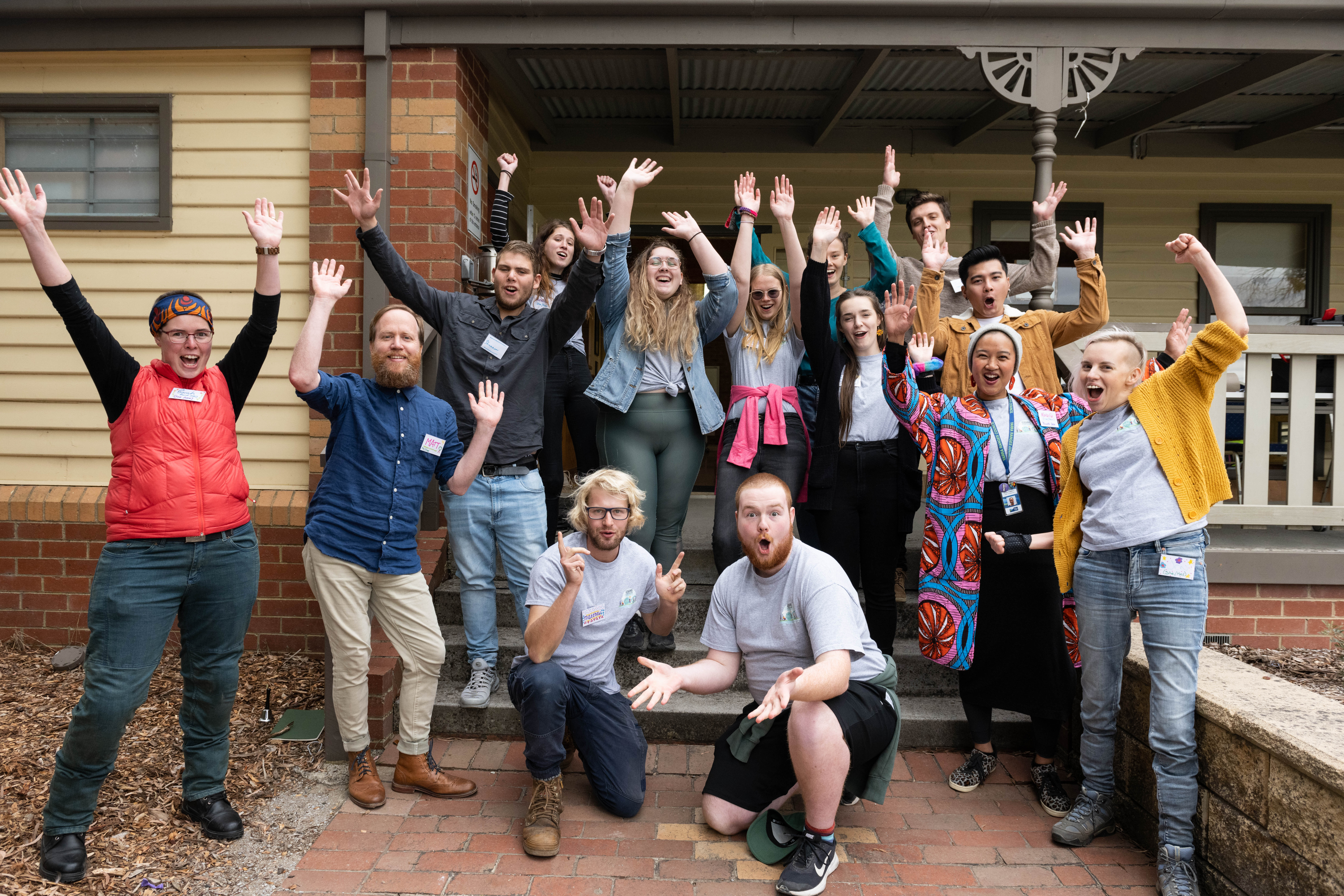 A group photo of the Leading For the Future participants outside the Lillydale Lake Community Room.