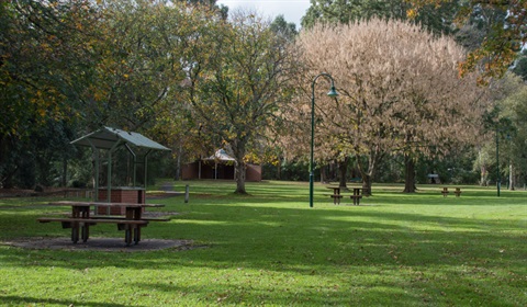 Picnic areas and grassland at Queens Park