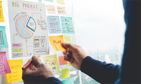 business planning on a whiteboard