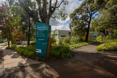 Outside view of the entrance from Main Road