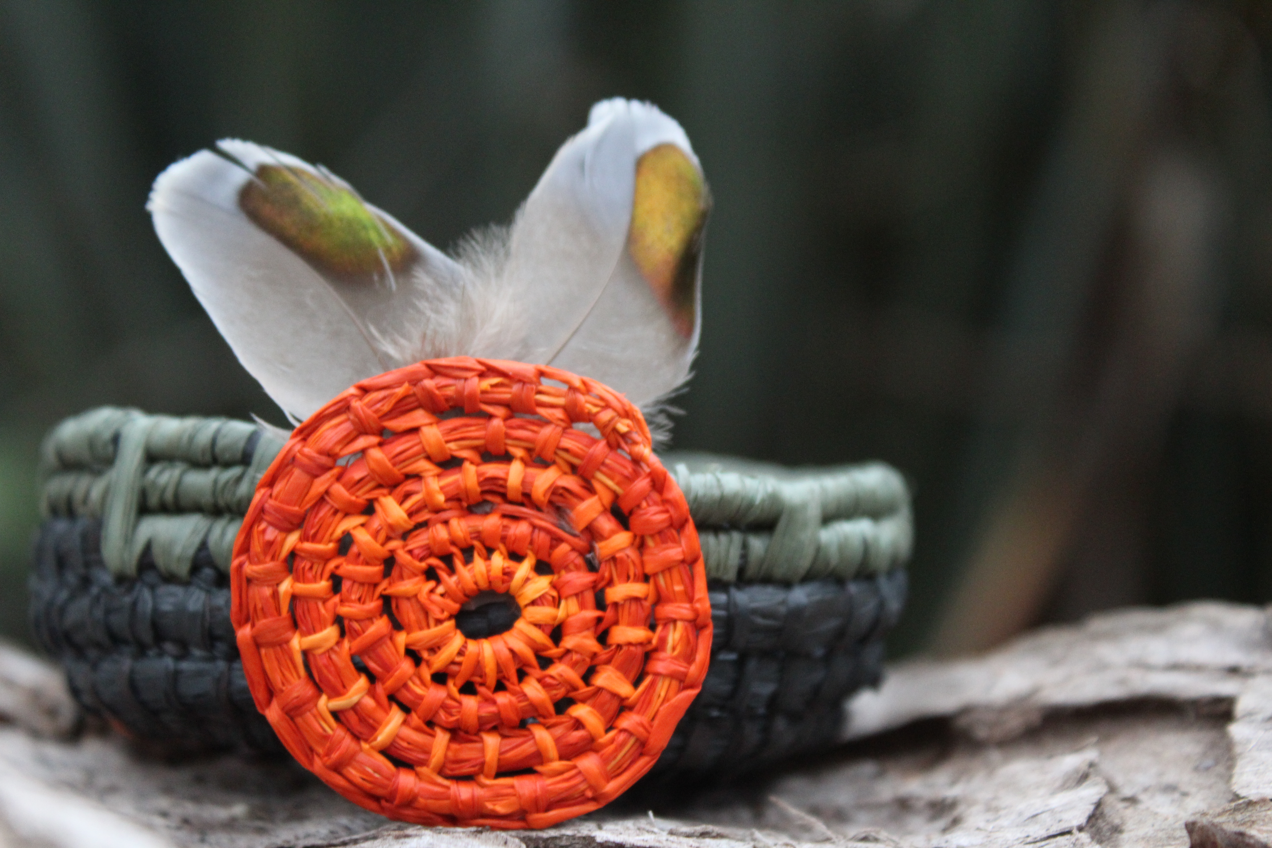 An example of Brooke Wandin's weaving. This photo is the front cover of the Balit Bagurrk book.